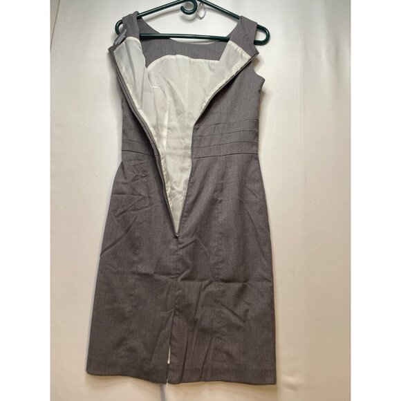 H&M dress womens 6 sleeveless fitted knee length back slit gray - Picture 9 of 14